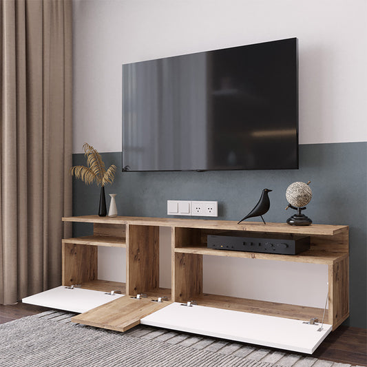 Έπιπλο τηλεόρασης Elana pakoworld sonoma-λευκό 150x29.5x46.3εκ - Hippiehome.gr
