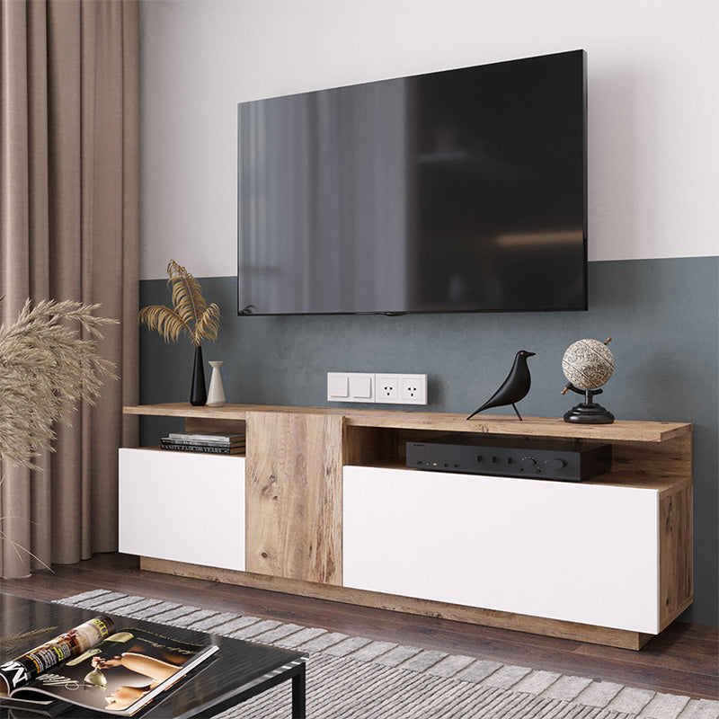 Έπιπλο τηλεόρασης Elana pakoworld sonoma-λευκό 150x29.5x46.3εκ - Hippiehome.gr