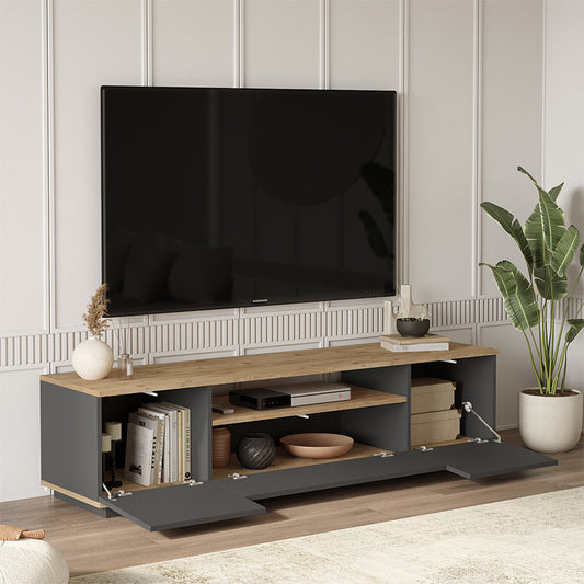 Έπιπλο τηλεόρασης Soren pakoworld sonoma-ανθρακί 180x.44.5x44.6εκ - Hippiehome.gr