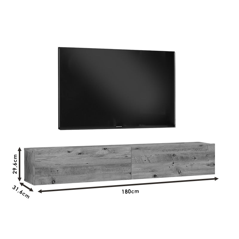 Έπιπλο τηλεόρασης επιτοίχιο Dello pakoworld λευκό-oak 180x31.6x29.6εκ - Hippiehome.gr