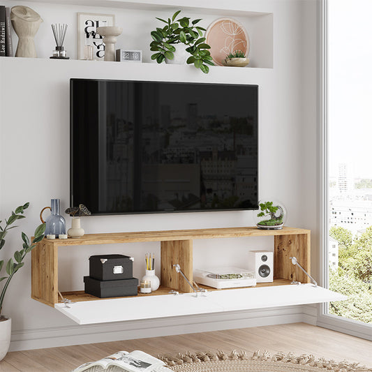 Έπιπλο τηλεόρασης επιτοίχιο Serit pakoworld λευκό-sonoma 140x31.6x29.6εκ - Hippiehome.gr