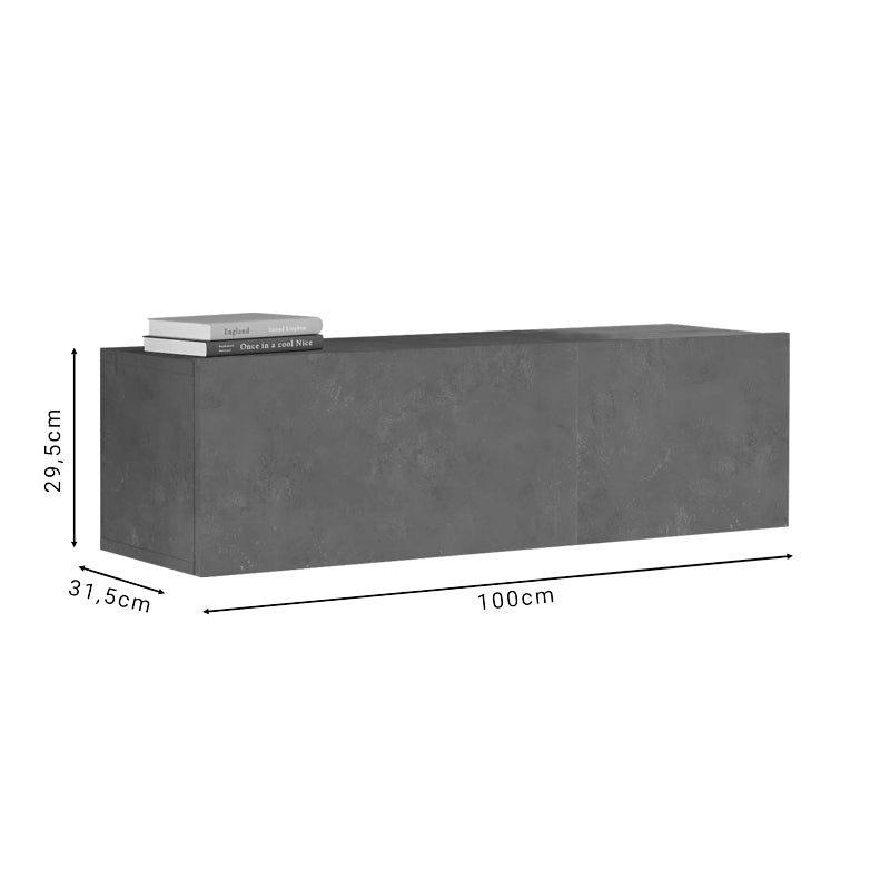 Έπιπλο τηλεόρασης επιτοίχιο Serit pakoworld αντικέ ανθρακί μελαμίνης 100x31.5x29.5εκ - Hippiehome.gr