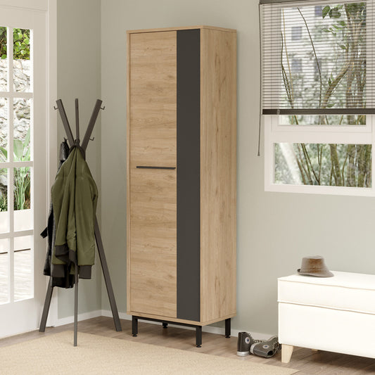 Παπουτσοθήκη Scarpiera pakoworld 18 ζευγών σε φυσικο-ανθρακι απόχρωση 57.2x35.5x185.6εκ - Hippiehome.gr