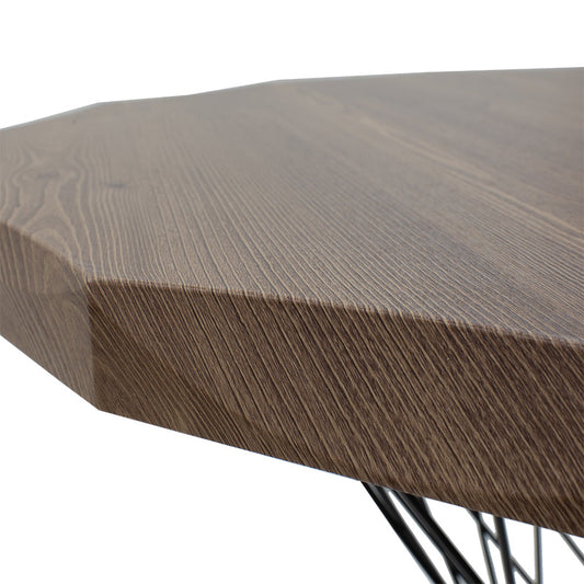 Τραπέζι Ronlele pakoworld μέταλλο μαύρο-καρυδί Φ81x76εκ - Hippiehome.gr