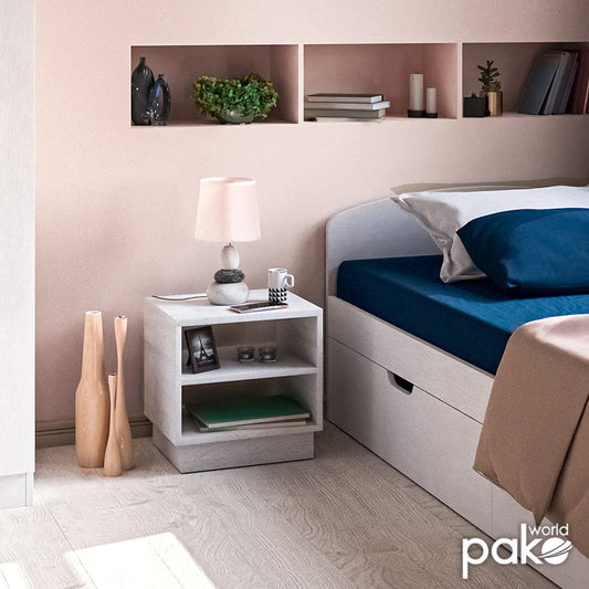 Κομοδίνο Mason pakoworld λευκό 40x32x40εκ - Hippiehome.gr