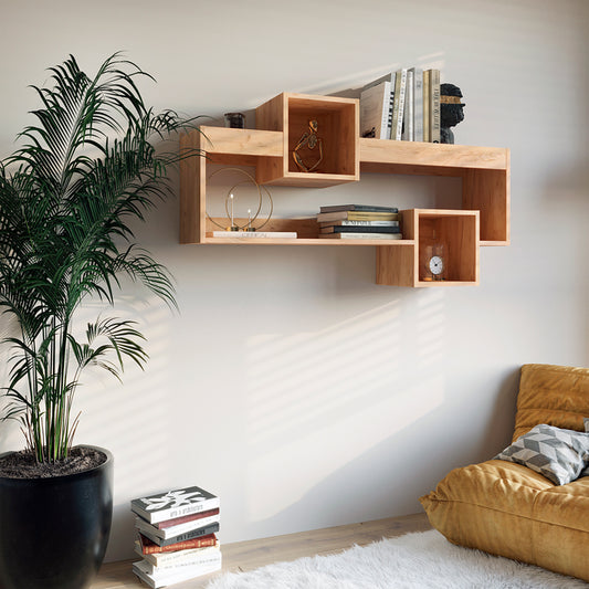 Ραφιέρα τοίχου Shellie pakoworld μελαμίνης σε oak απόχρωση 120x28x65εκ - Hippiehome.gr