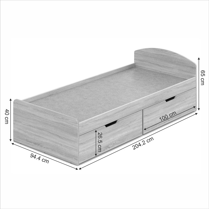 Κρεβάτι Regan pakoworld με συρτάρια σε oak απόχρωση 90x200εκ - Hippiehome.gr