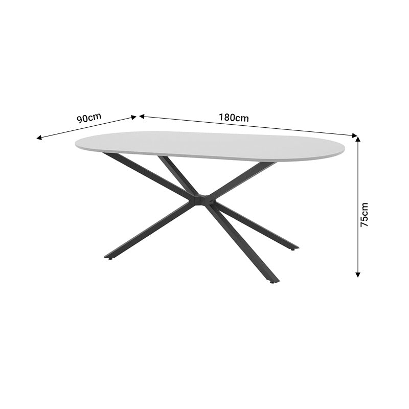 Τραπέζι Lerdion pakoworld γκρι mdf-μαύρο μέταλλο 180x90x75εκ - Hippiehome.gr