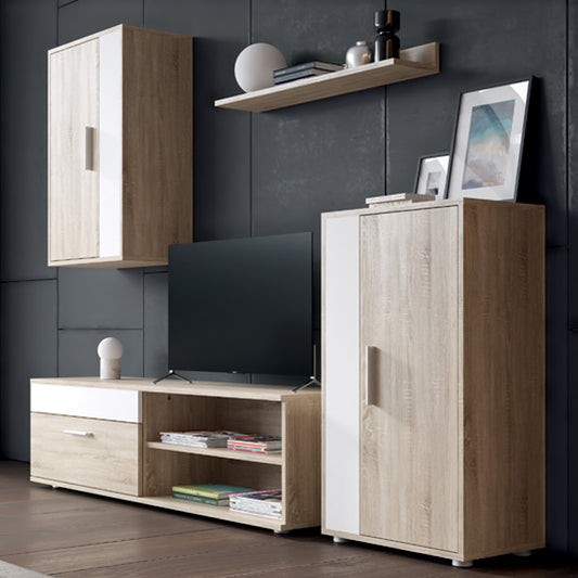 Σύνθετο σαλονιού Zafira pakoworld sonoma-λευκό 190x35x190εκ - Hippiehome.gr