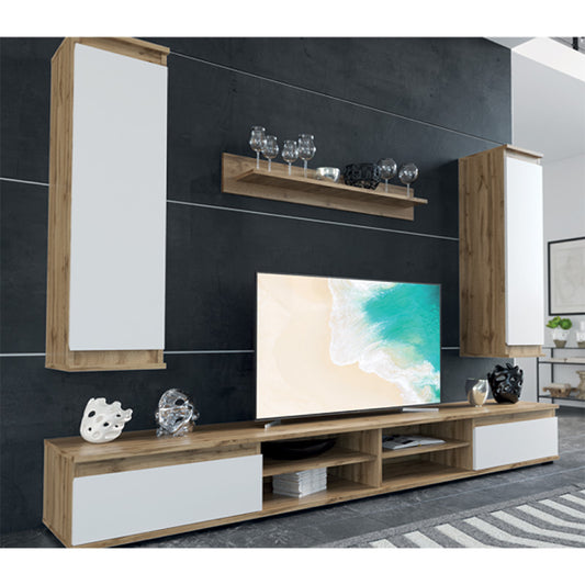 Σύνθετο σαλονιού Sandro pakoworld καρυδί-λευκό 175x37x160εκ - Hippiehome.gr
