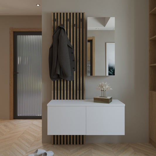 Έπιπλο εισόδου Arika pakoworld λευκό-sonoma 100x37x199.5εκ - Hippiehome.gr