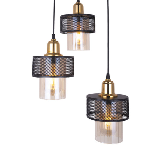 Φωτιστικό οροφής τρίφωτο PWL-1045 pakoworld Ε27 μαύρο-χρυσό Φ30x85εκ - Hippiehome.gr