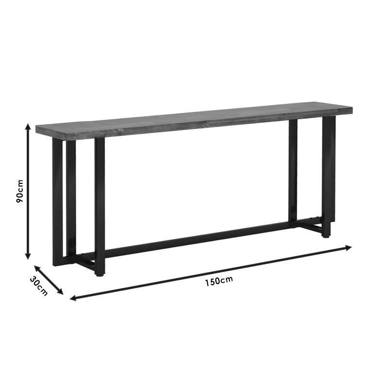 Κονσόλα Dice pakoworld μασίφ ξύλο πεύκου καρυδί-μαύρο 150x30x90εκ - Hippiehome.gr