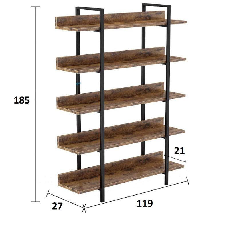 Βιβλιοθήκη Almond pakoworld καρυδί-μαύρο 119x27x185εκ - Hippiehome.gr