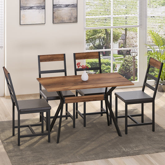 Τραπέζι Laluka pakoworld με μαύρα μεταλλικά πόδια σε καρυδί απόχρωση 120x70x74εκ - Hippiehome.gr