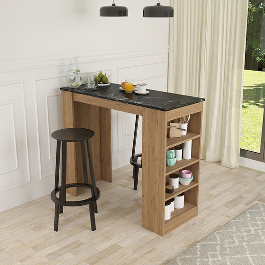 Τραπέζι μπαρ Birma pakoworld σε oak απόχρωση με όψη μαρμάρου 120x51.5x102εκ - Hippiehome.gr