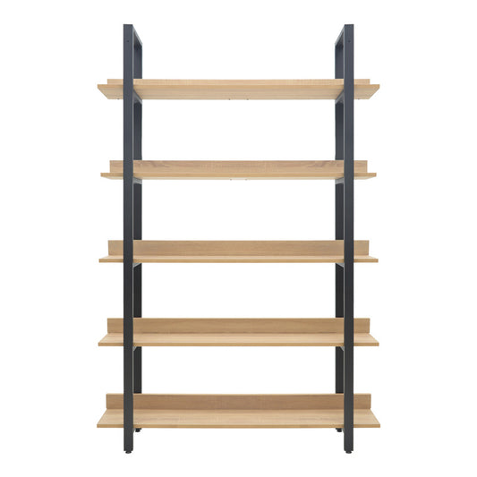 Βιβλιοθήκη Almond pakoworld σε oak-μαύρη απόχρωση 120x29x185εκ - Hippiehome.gr