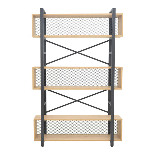 Βιβλιοθήκη Fifer pakoworld σε oak-μαύρη απόχρωση 120x28x185εκ - Hippiehome.gr