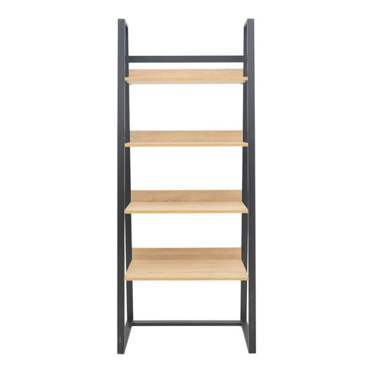 Βιβλιοθήκη Ryder pakoworld σε oak-μαύρη απόχρωση 75x36x185εκ - Hippiehome.gr