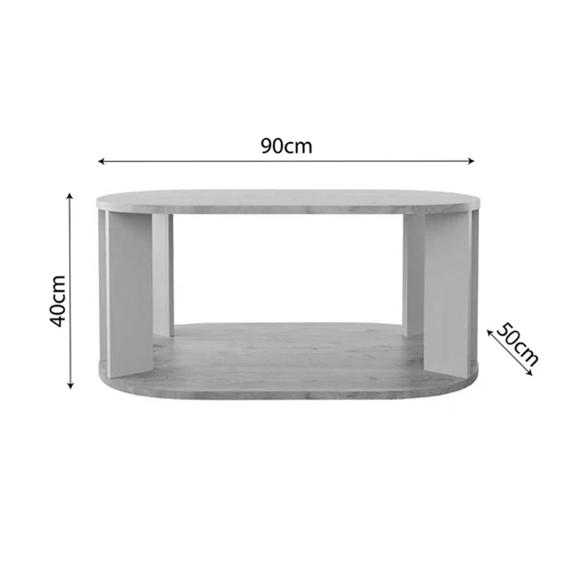 Τραπέζι Solka pakoworld σε oak απόχρωση με ανοιχτό γκρι 90x56x40εκ - Hippiehome.gr