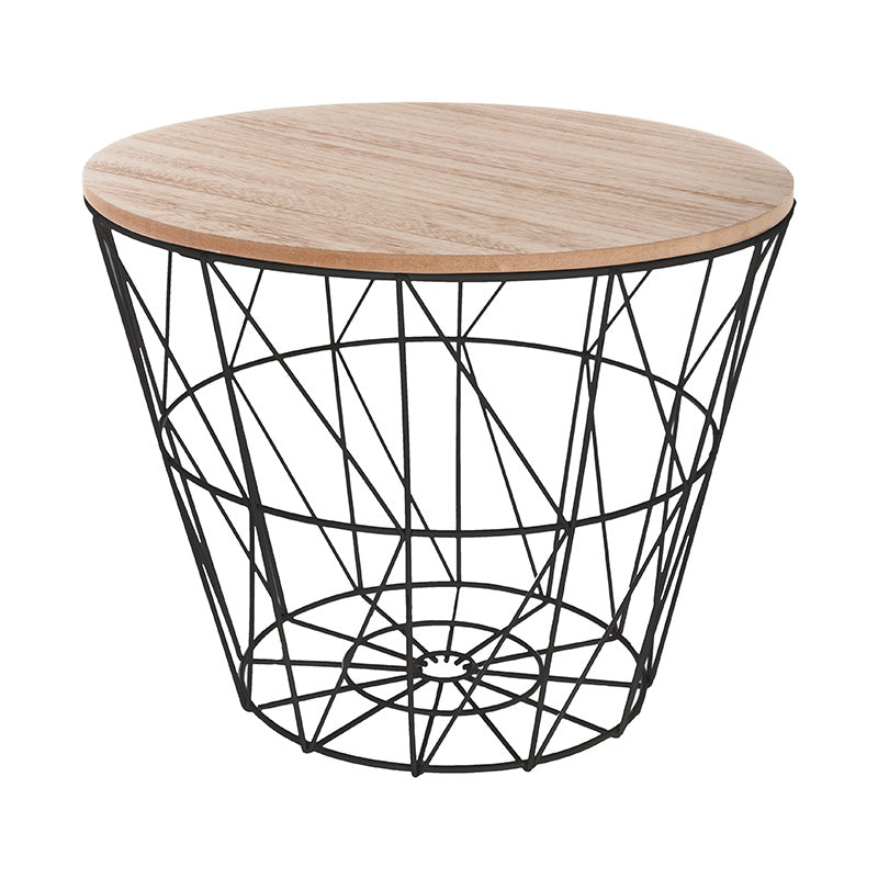 Βοηθητικό τραπέζι σαλονιού Jacot pakoworld oak-μαύρο Φ38x30,5εκ - Hippiehome.gr