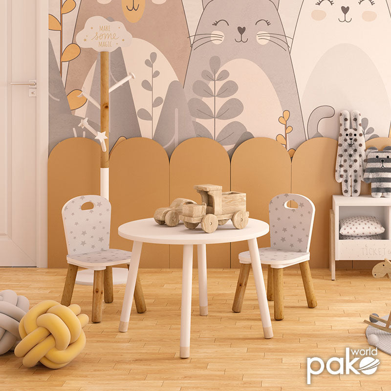 Παιδικό τραπεζάκι Playful pakoworld λευκό-φυσικό Φ60x43,5εκ - Hippiehome.gr