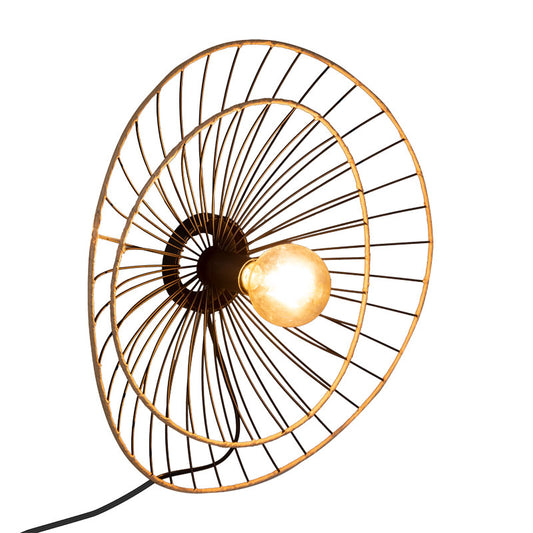 Φωτιστικό τοίχου-απλίκα Alara pakoworld E27 40W χρυσό-μαύρο Φ45x11εκ - Hippiehome.gr