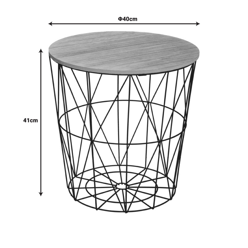 Βοηθητικό τραπέζι Kumi pakoworld mdf επιφάνεια oak και μέταλλο σε μαύρη απόχρωση Φ40x41εκ - Hippiehome.gr