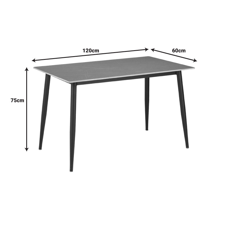 Τραπεζαρία Gustas-Bella pakoworld σετ 5τμχ γκρι μαρμάρου sintered stone-μαύρο μέταλλο 120x60x75εκ - Hippiehome.gr