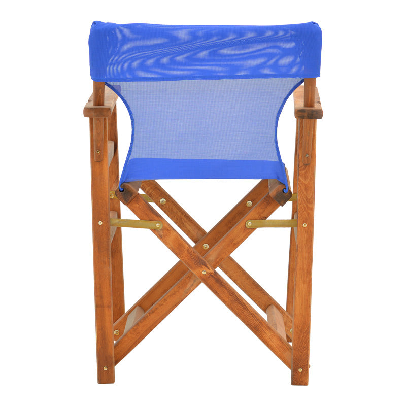 Καρέκλα-πολυθρόνα σκηνοθέτη Kompa pakoworld μασίφ ξύλο οξιάς καρυδί-πανί μπλε - Hippiehome.gr