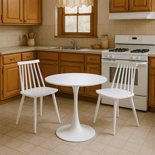 Τραπεζαρία Elijah-Aurora I pakoworld σετ 3τεμ pp σε λευκή απόχρωση Φ60x74εκ - Hippiehome.gr