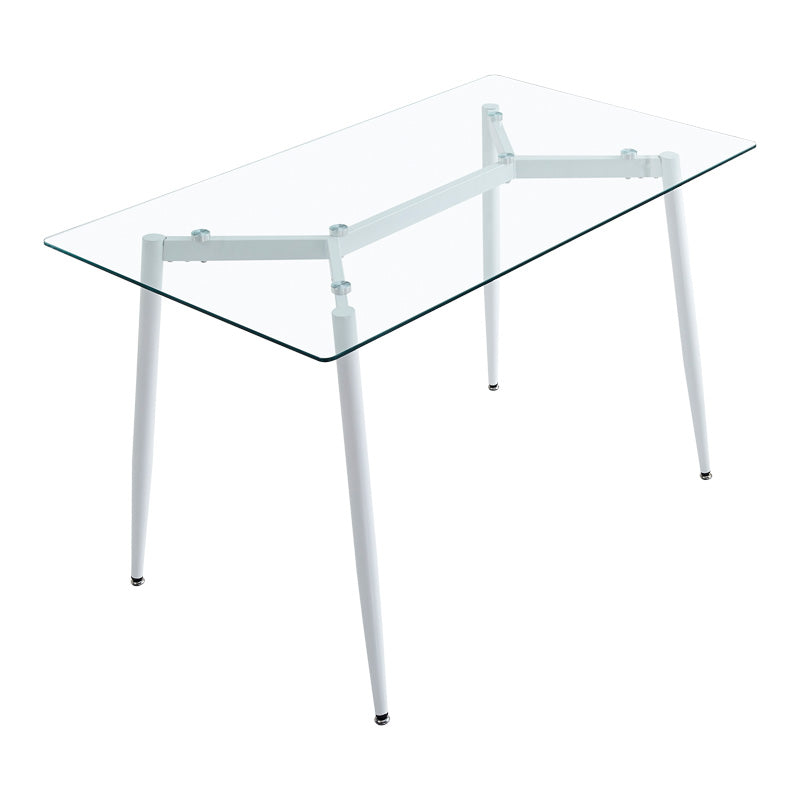 Τραπεζαρία Quana-Gaston pakoworld σετ 5τεμ γυάλινο 8χιλ διάφανο - λευκό 120x70x75εκ - Hippiehome.gr