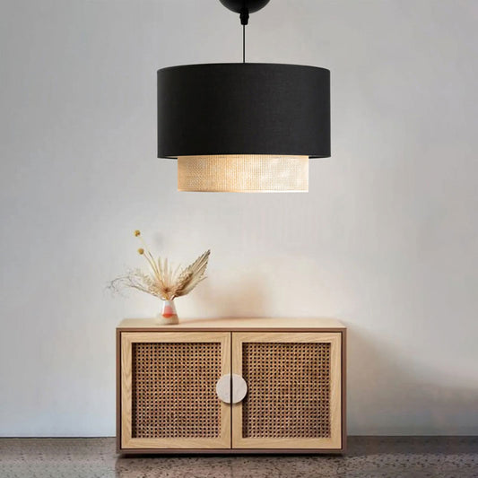 Φωτιστικό οροφής Fersa pakoworld μαύρο-φυσικό Φ30x20εκ - Hippiehome.gr