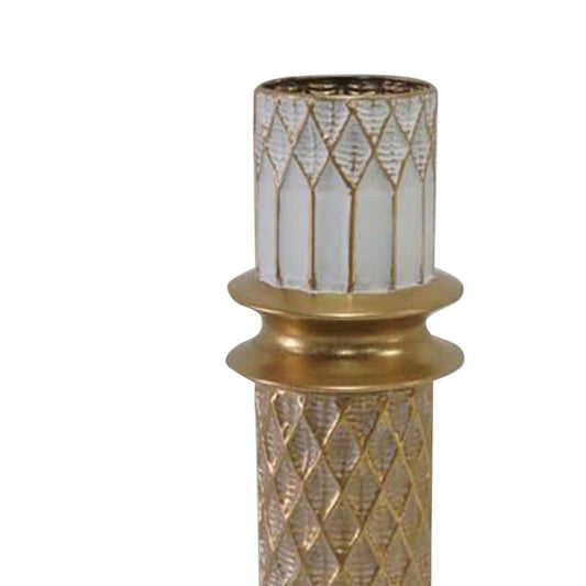 Διακοσμητικό βάζο δαπέδου Sammy Inart μέταλλο σε χρυσή και λευκή απόχρωση Φ15.2x88.4εκ - Hippiehome.gr