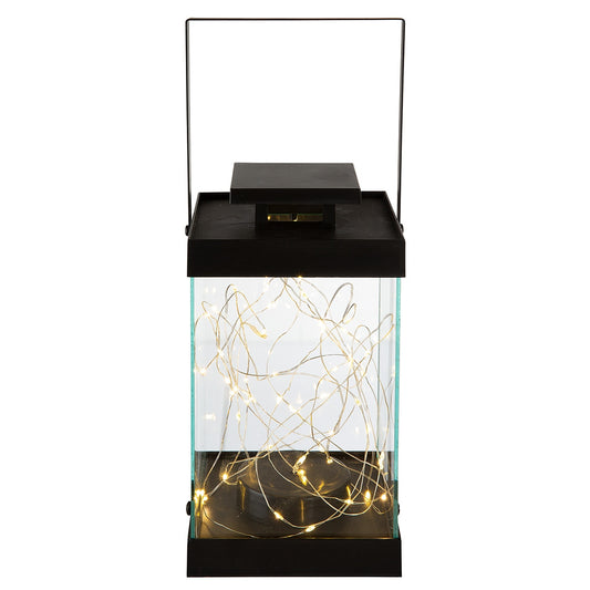 Φανάρι (Led) "Glorie" Sinthetical Μαύρο PU 14x13x30cm - Hippiehome.gr