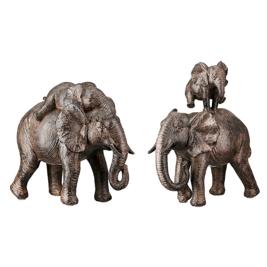Figure Elephant Synthetic Resin Brown 2 Assorted 18X10X20Cm 18X10X20Cm - Hippiehome.gr