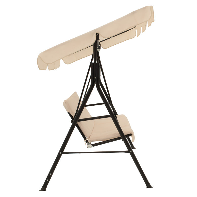 Κούνια κήπου Globo pakoworld μέταλλο μαύρο-ύφασμα μπεζ 170x110x153εκ - Hippiehome.gr