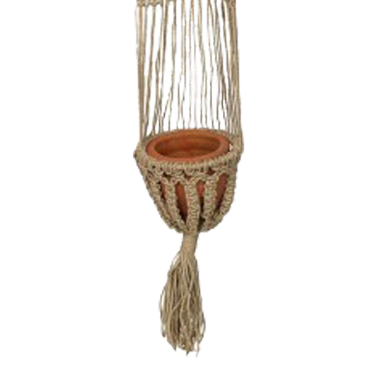Κρεμαστή γλάστρα Anerial pakoworld φυσικό γιούτα Φ23x135εκ - Hippiehome.gr