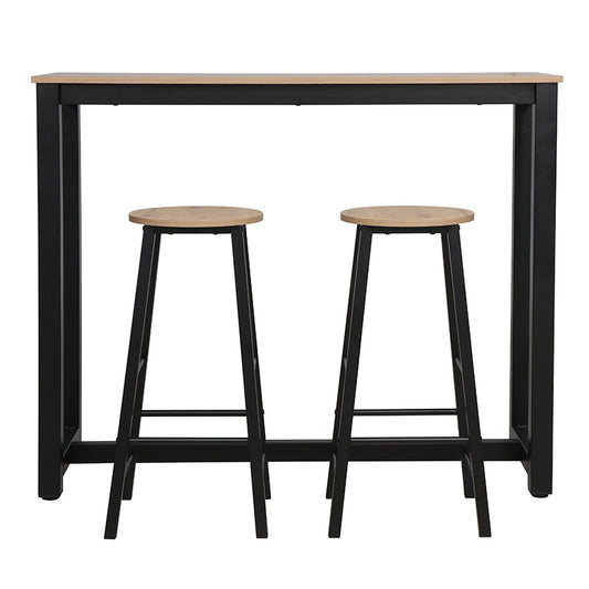 Σετ τραπέζι μπαρ Marle pakoworld 3τμχ sonoma-μαύρο πόδι 120x40x100εκ - Hippiehome.gr