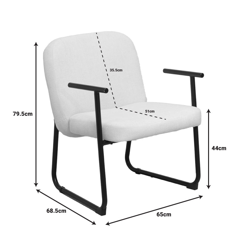 Πολυθρόνα Vindor pakoworld ύφασμα σε κρεμ απόχρωση με μαύρο μεταλλικό πόδι 65x68.5x79.5εκ - Hippiehome.gr