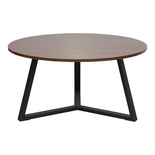 Τραπέζι σαλονιού Berton pakoworld σε καρυδί απόχρωση με μαύρο μέταλλο Φ80x40εκ - Hippiehome.gr