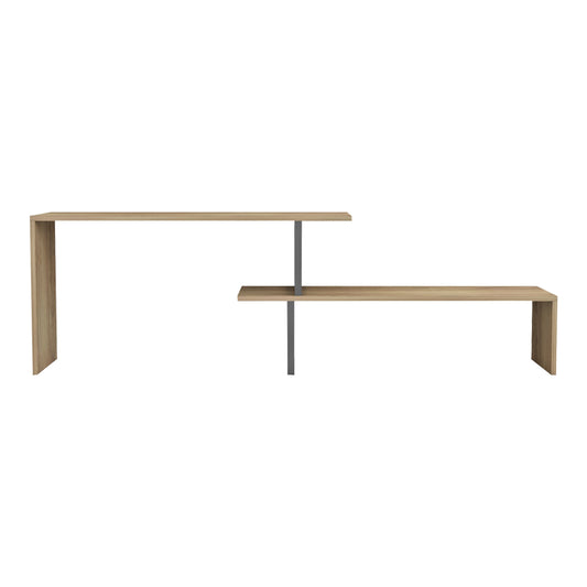 Έπιπλο τηλεόρασης Lilant pakoworld μελαμίνης sonoma-μαύρο μέταλλο 110-160x30x45εκ - Hippiehome.gr