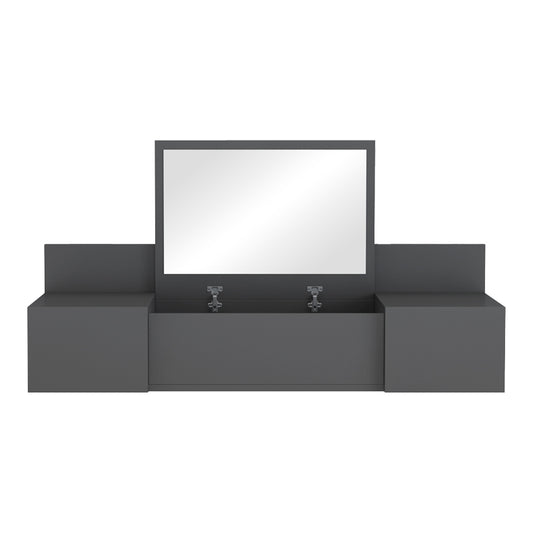 Τουαλέτα κρεβατοκάμαρας Paltar pakoworld επιτοίχια με καθρέπτη σε ανθρακί απόχρωση 100x39.1x33εκ - Hippiehome.gr