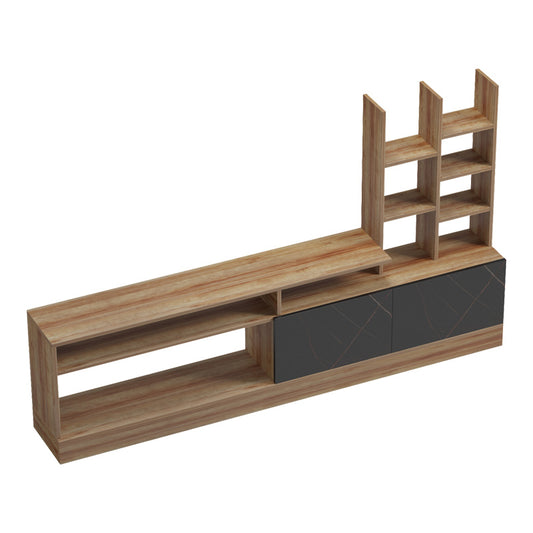 Σύνθετο σαλονιού Seruno pakoworld oak - μαύρο μαρμάρου 170x25x100εκ - Hippiehome.gr