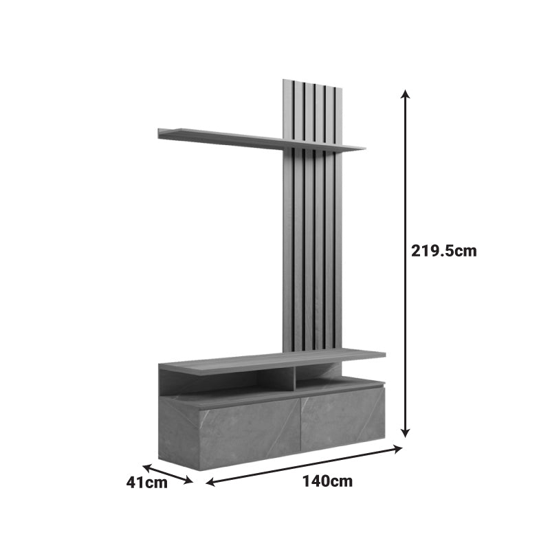 Σύνθετο σαλονιού Perlento pakoworld σε μπεζ μαρμάρου με sonoma απόχρωση 140x41x219.5εκ - Hippiehome.gr