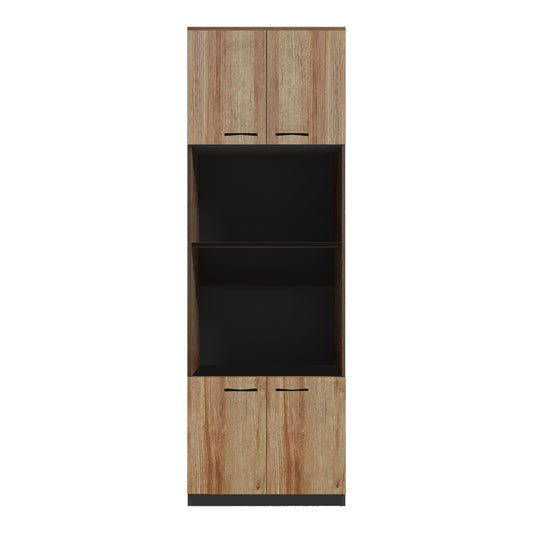 Ντουλάπα κουζίνας Rowan pakoworld σε ανθρακί-oak απόχρωση 60x42x182εκ - Hippiehome.gr