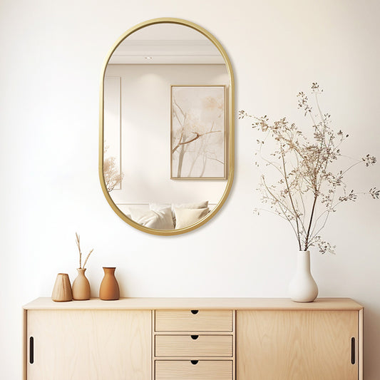 Καθρέπτης Ellipse pakoworld χρυσό 50x2x80εκ - Hippiehome.gr