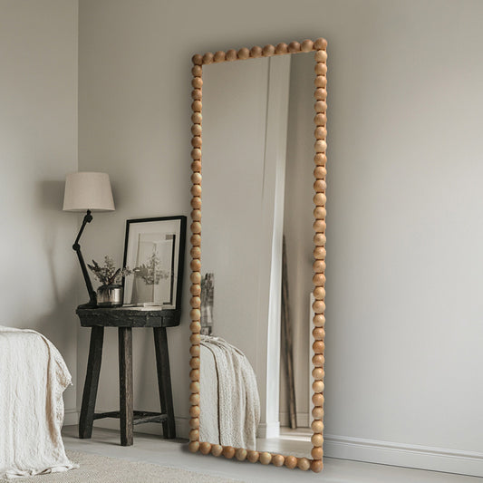 Καθρέπτης Ledalo pakoworld ξύλο σε φυσική απόχρωση 45x4.5x130εκ - Hippiehome.gr