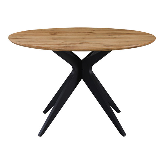 Τραπέζι Toda pakoworld mdf σε sonoma απόχρωση με μαύρα μεταλλικά πόδια Φ120x75εκ - Hippiehome.gr