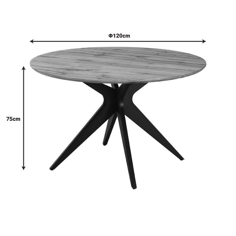 Τραπέζι Toda pakoworld mdf σε sonoma απόχρωση με μαύρα μεταλλικά πόδια Φ120x75εκ - Hippiehome.gr